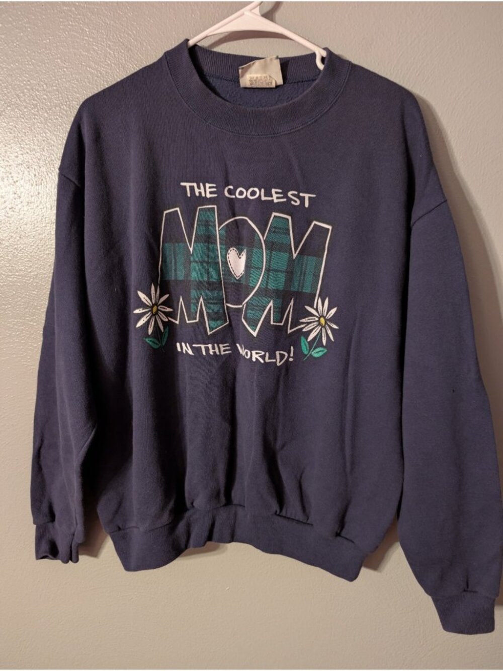 Vintage Lee Sweatshirt Womens Large Blue The Coolest Mom In The World Crewneck L - Picture 2 of 7